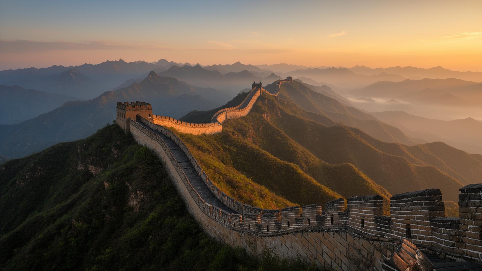 Great Wall of China stretching into the mountains at golden hour — China travel itinerary